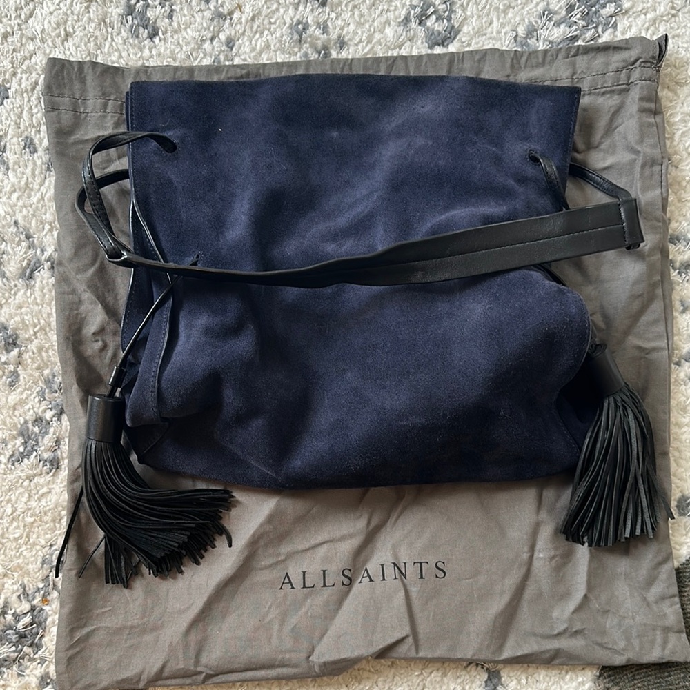 All Saints Navy Suede Women's Bag